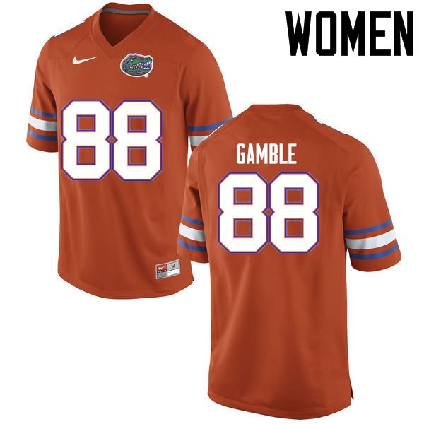 Women's NCAA Florida Gators Kemore Gamble #88 Stitched Authentic Nike Orange College Football Jersey JRC0265VP